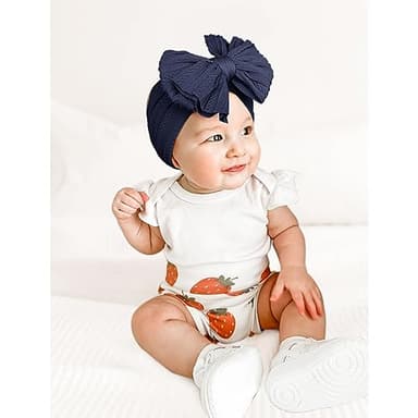 Niceye Handmade Baby Headbands Soft Stretchy Nylon Hair Bands with Bows for Newborn Infant Baby Toddler Girls - Image 3