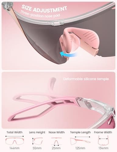 Lamicall Polarized Sports Sunglasses for Men Women, Ultralight [Adjustable Nose Pad] UV400 Protection Sun Glasses for Cycling Running Baseball Fishing Golf Beach Volleyball, Transparent Pink - Image 4