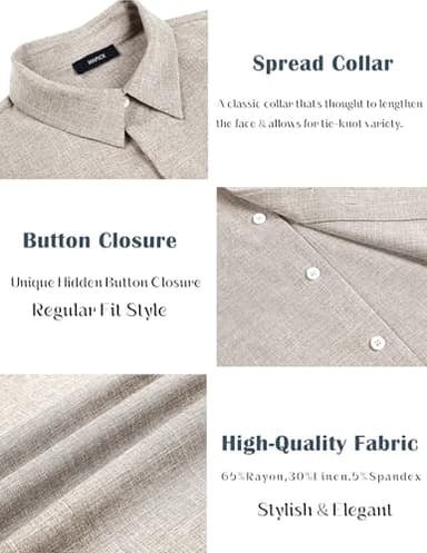 MAPICK Men's Dress Linen Shirts Short Sleeve Button Down Stylish Shirt Summer Casual Clothes Vacation Beach Tops(Slate Grey,Large) - Image 5