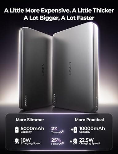 LISEN 0.5‘’ Ultra Slim MagSafe Portable Charger,10000mAh Wireless Card Slim MagSafe Battery Pack iPhone 17 Air Accessories,Magnetic Power Bank for iPhone 17 Pro Max Plus Air/16/15/14/13/12，GlacierGray - Image 2