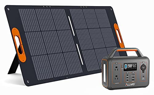 ALLWEI 300W Solar Generator with 100W Solar Panel Included, 280Wh Portable Power Station with AC Outlet USB Port, Solar Powered Battery Generator for Outdoor Camping, Home Backup, Power Outage - Image 1