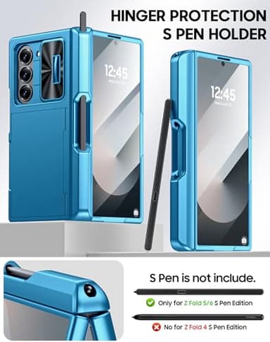 Vizvera for Samsung Galaxy Z Fold 6 Case RFID Wallet with Cards Holder [S Pen Holder] [Camera Cover] Shockproof Silicone Protective Phone Case for Z Fold 6 2024-Lake Blue - Image 5