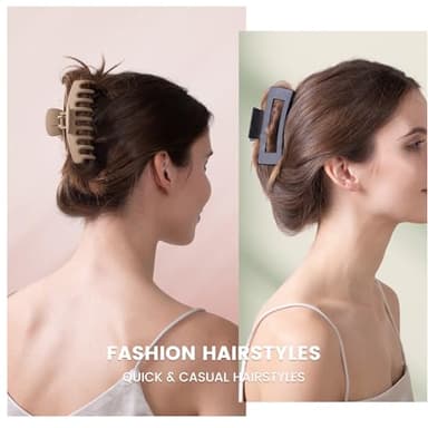 8 Pack Hair Clips for Women,Rectangle Claw Clips for Thick Hair, Double Row Small and Medium Claw Clips for Women Thin Hair, Nonslip,Strong Hold Jaw Clip - Image 3