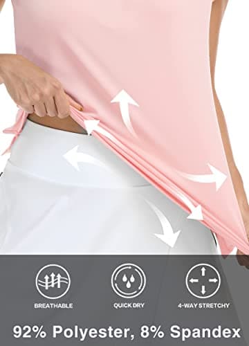 Hiverlay Women's Golf Polo Shirts V Neck Short Sleeve Collared Shirt for Work Casual with Pocket Tennis Tops Quick Dry Pink S - Image 3