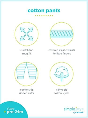 Simple Joys by Carter's Baby Girls' 4-Pack Pant, Ivory/Light Blue Dots/Navy Floral/Pink, Newborn - Image 6