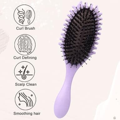Curly Defining Brush, Curly Hair Styling Brushes Detangler Soft Bristle Hair Brush 1-Pack (Purple) - Image 3