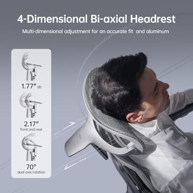 Hbada E3 Ultra Ergonomic Office Chair, with 3-Zone Dynamic Lumbar Support, 360° Mechanical Armrests, 4D Adjustable Headrest, Aluminum Alloy, Premium Mesh, Grey - Image 7