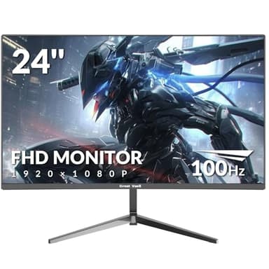 Great voell 24 Inch Curved Monitor, Full HD 1080P, 100Hz Refresh Rate, 120% sRGB, 3-Side Ultra-Slim Bezel, Blue Light Filter, HDMI VGA Inputs, for Home Office Dorm – Black - Image 1