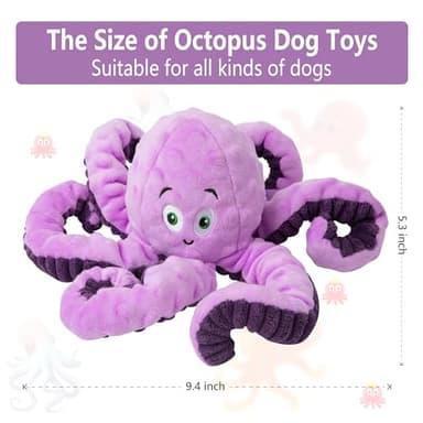 Dog Toys for Large Breed, Octopus Squeaky Funny Cute Interactive Medium & Small Dog Toys, Stuffed Plush Animals Puppy Toys, Dog Birthday for Dog Presents - Octopus - Image 3