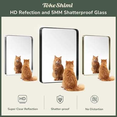 TokeShimi 55x36 Brushed Nickel Bathroom Wall Mirror Vanity Metal Frame Round Corner Rectangular for Home Decor Living Room Entryway - Image 5