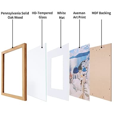 Axeman 18x24 Poster Frame with Mat for 16x20, Solid Oak Wood Picture Frame with Tempered Glass, Wooden 18''x24'' Minimalist Photo Frame with Free Wall Hooks for Art Photo and Prints, Natural - Image 7