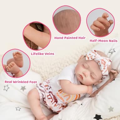 Jirachi Lifelike Reborn Baby Dolls, 18-Inch Adorable Real Life Full Body Vinyl Sleeping Baby Girl, Cute Realiatic Reborn Baby with Feeding Kits - Image 3