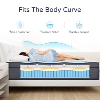 SIMARTH Queen Mattress - 14 Inch Hybrid Queen Size Mattress in a Box, Gel Memory Foam Matress with Motion Isolation and Pressure Relief, Strong Edge Support and Pocket Springs, Medium Firm - Image 3