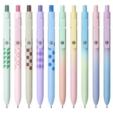 YOXMJDB Gel Pens,10 Pcs Medium Point Smooth Writing Pens Cute Pens for Women, High-End Series 0.7mm Black Ink Pens for Journaling Note Taking, School Office Supplies (10 Pcs Gradient and Geometric) - Image 1