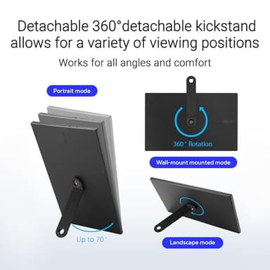 ASUS ZenScreen 16” Portable USB Monitor (MB169CK) - Full HD, IPS, Dual USB-C, Mini-HDMI, Eye Care, Flicker Free, Blue Light Filter, Anti-Glare Surface, 360° Kickstand, 3 yr Warranty - Image 2