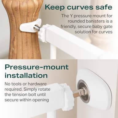 Cumbor 29.7-46" Baby Gate for Stairs, Toddler Safety Essentials for The House, Auto Close Dog Gate for Doorways, Mom's Choice Awards Winner-Easy Install Pressure Mounted Pet Gates for Dogs, White - Image 5