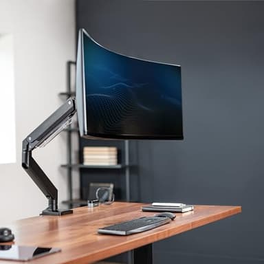 VIVO Premium Aluminum Monitor Arm for Ultrawide Screens up to 49 inches and 33 lbs, Heavy Duty Single Desk Mount, Pneumatic Height, Max VESA 100x100, Black, STAND-V101G1 - Image 2