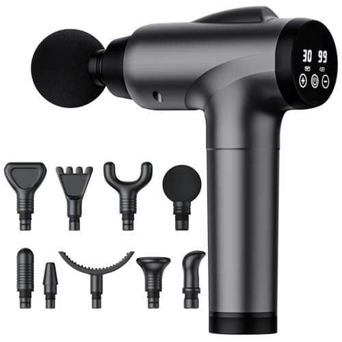 OLsky Massage Gun Deep Tissue, Handheld Electric Muscle Massager, High Intensity Percussion Massage Device for Pain Relief with 9 Attachments & 30 Speed(Grey) - Image 1