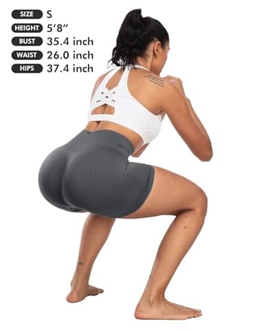 CHRLEISURE Women's 4 Packs Workout Gym Shorts, High Waisted Butt Lifting Scrunch Butt Seamless Booty Shorts(Black,Black,DGray,LGray,XL) - Image 6