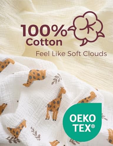 Momcozy Best Wishes Muslin Standard Fitted Crib Sheets, 52"x28", 2 Pack Soft Breathable Natural Cotton Baby Mattress Sheet, 360° Mattress Wrapping Boys Girls Neutral Toddler Bed Sheet, Bravery Giraffe - Image 3