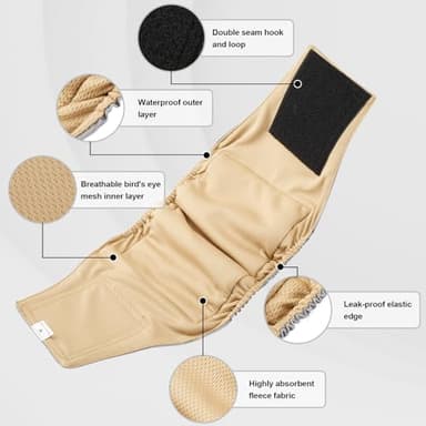 Washable Male Dog Diapers Reusable, Premium Dog Belly Bands for Male Dogs Medium, Pack of 3, High Absorbing Male Dog Pee Wraps for Doggie in Incontinence or Excitable Urination and Training(M) - Image 5