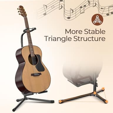 GLEAM Guitar Stand - Adjustable Fit Electric, Classical Guitars and Bass, Load Capacity 20LB, Accessories, Folding Type Black (CG-4) - Image 4