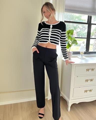 G4Free Black Dress Pants Women Yoga Pants with Pockets Stretch High Waist Work Pants Business Casual Workout Office Trousers (30",Black,M) - Image 7