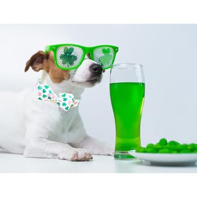 Bobo Rainbow St Patrick's Dog Collar with Bowtie-Trefoil Dog Collar Adjustable Cute Pet Collar Cotton Clovers Dog Collar Dog Collar Holiday Puppy Collar Metal Buckle Collar Gift for Small Dogs - Image 6