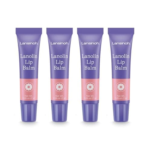 Lansinoh Lanolin Lip Balm, 4 Pack, 0.25 oz Each, Ultra-Moisturizing Lip Care with Natural Lanolin for Dry, Chapped Lips - Image 1