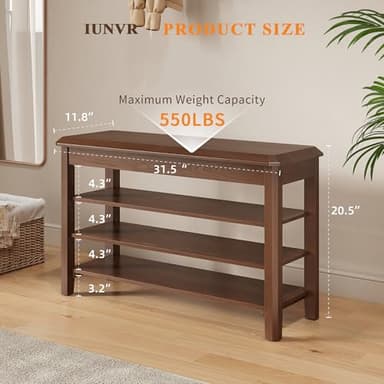 IUNVR Shoe Rack for Front Door Entrance, Solid Wood Shoe Bench for Closet, Holds Up to 550lbs, Shoe Rack Bench for Entryway, Mudroom, Hallway - Image 2