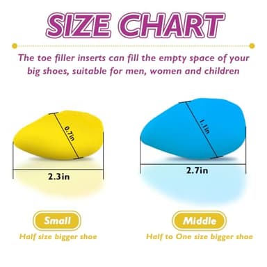 BIGGCOOL Shoe Filler for Loose Shoe, Shoe Inserts to Make Shoes Smaller, Toe Inserts for Shoes Too Big, Prevent Heel Sliping, for Women and Men (Blue, M: Half to one Size Bigger) - Image 4