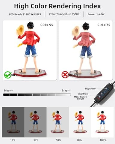 Glendan Light Box Photography, 12"x12" Portable Photo Box Shooting Tent Kit with 2 Light Panels (176 LED Lights) & 6 Kinds Double-Sided Backgrounds for Jewelry and Small Items Product Photography - Image 3