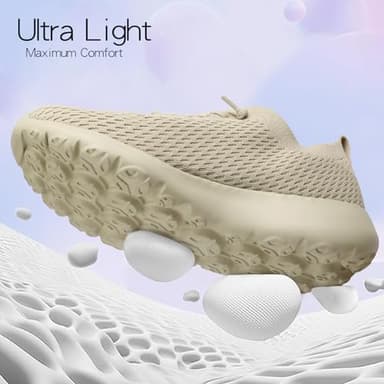 Women's Ultra Soft Walking Shoes Comfortable Breathable Cushioned Sneakers for Running Gym Tennis and Travel Beige - Image 8