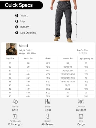 FREE SOLDIER Men's Water Resistant Pants Relaxed Fit Tactical Cargo Work Pants with Multi Pocket (Gray 36Wx28L - Image 6
