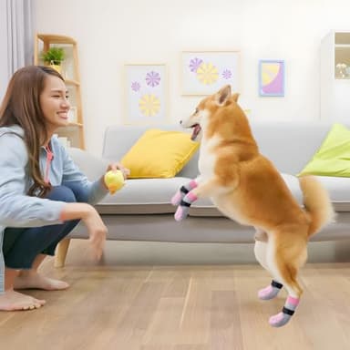 BEAUTYZOO Dog Socks to Prevent Licking Paws, Dog Shoes for Hot Pavement Small Medium Large Senior Dog Booties, Non Slip Dog Boots & Paw Protectors for Hardwood Floors Traction Control Indoor - Image 6