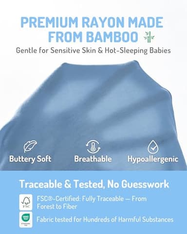 HAPIU Rayon from Bamboo Baby Footed Pajamas, 2 Way Zipper YKK, Footie for Baby Boy Girls, Newborn-24 Months, 2-Pack, Moonlight Blue&Dark Forest Green, 0-3 Months - Image 3