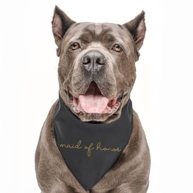 Maid of Honor Dog Bandana | 100% Cotton Triangle | Made in USA | Wedding Photo Prop | Bridal Shower | Engagement Announcement | White, One Size (546) - Image 3