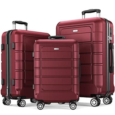 SHOWKOO Luggage Sets Expandable PC+ABS Durable Suitcase Double Wheels TSA Lock Red - Image 1
