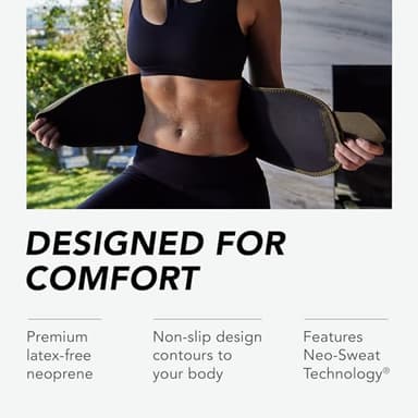 Sports Research Sweet Sweat Waist Trimmer Premium Sweat Enhancing Fitness Belt for Women & Men - 5 Adjustable Sizes - Matte Black (Large) - Image 5