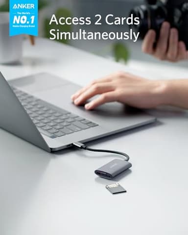 Anker USB-C SD 4.0 Card Reader, PowerExpand+ 2-in-1 Memory Card Reader, for SDXC, SDHC, MicroSD, MMC, RS-MMC, Micro SDXC, Micro SDHC, UHS-II, and UHS-I - Image 2