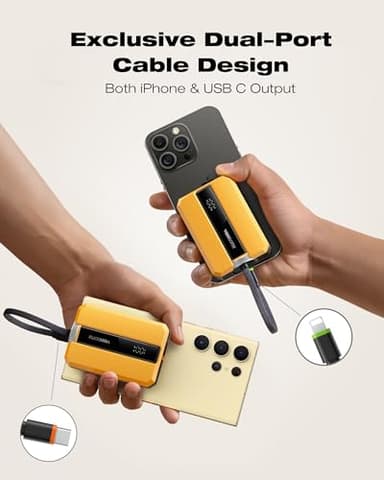 VEEKTOMX PD 30W Super Fast Charging Portable Charger 10000mAh, Small Power Bank with Detachable USB C Dual Ports Built-in Cord, Compact Travel Battery Pack Compatible with iPhone/Samsung/MacBook/iPad - Image 4