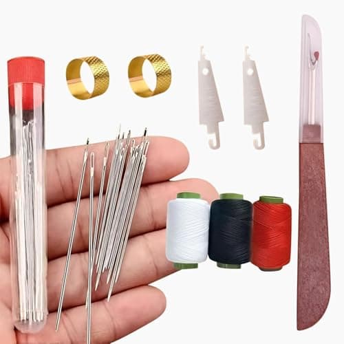 Big Eye Steel Sewing Needles Kit, Stainless Steel Needles for Hand Sewing Kit, Include 25 Steel Needles, 1 Seam Sewing Thread Ripper, 2 Needles, Threaders, 6 Threads (1set) - Image 1