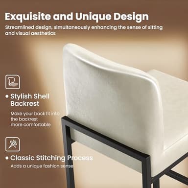 PHI VILLA Leather Bar Stools Set of 3, Modern Counter Height Bar Stool Kitchen Counter Chairs, 24 Inch Barstools with Back - Image 4