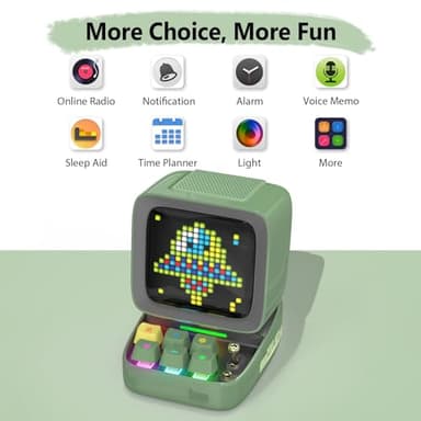 Divoom Ditoo Pro Programmable Pixel Art LED-Bluetooth-Speaker Showing-Clock Emoji DIY Design for Home Wedding Party Decoration with Wireless App Control (Green) - Image 6
