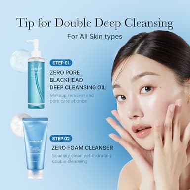 medicube Smooth Pore Double Cleanse Set: Zero Pore Blackhead Cleansing Oil and Zero Pore Clear Blue Capsule Facial Cleanser - Image 5