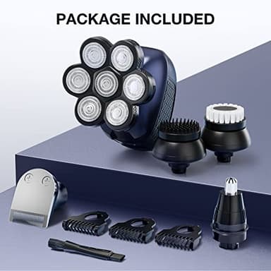 Head Shaver 7D, Wyklaus Upgrade Head Shavers for Bald Men, Head Electric Razor with Nose Hair Trimmer, IPX6 Waterproof Wet/Dry Mens Grooming Kit, Anti-Pinch, LED Display, USB Rechargeable - Image 8