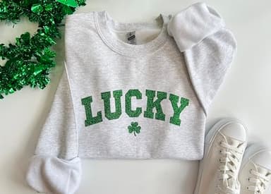 Up2ournecksinfabric Glitter St Patricks Day Sweatshirt Lucky Sweatshirt St Patricks Shirt Lucky Shirt St Pattys Day Green Glitter Shamrock - Image 7