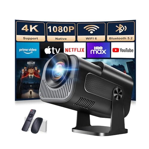 【Built-in Apps】Projector 1080P Full HD, 4K Projector with 270° Rotation,Portable Projector WiFi 6 & Bluetooth 5.2 Support,Featuring Auto Keystone Correction,HDMI/USB Connectivity Projector Black