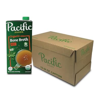 Pacific Foods Organic Beef Bone Broth, 32 Oz, Pack of 12 - Image 1
