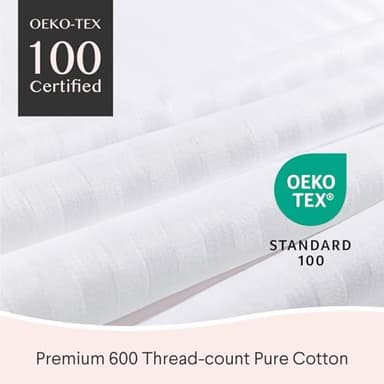 FAUNNA 600TC 100% Cotton Pillow Protectors, Standard Size (20x26), 4 Pack, Oeko-TEX Certified, Hotel Grade Pillow Cover with Silent Zipper, Zip Up Pillow Cases, White - Image 3